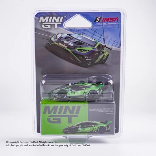 MINIGT1062挂卡兰博基尼飓风小牛GT3EVO2赛车绿紫双色64合金车模