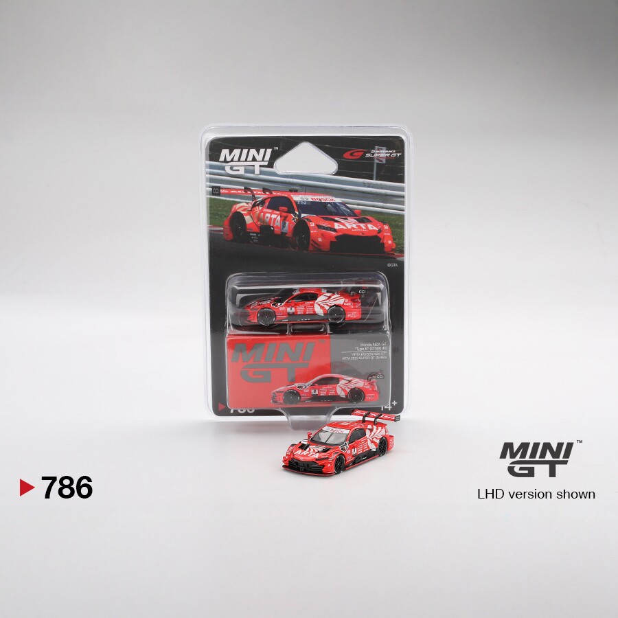 MINIGT786本田HondaNSX-GT500#8号车美版挂卡红色64合金汽车模型