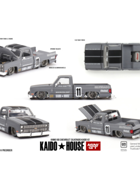 KaidoHouse160雪佛兰SILVERADO皮卡灰色1/64合金车模MINIGT联名