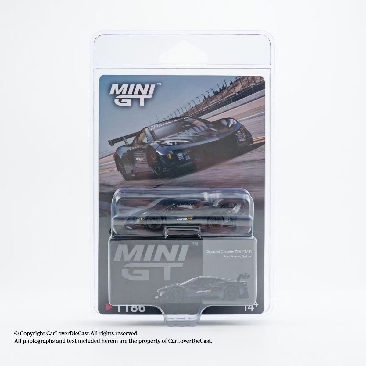 MINIGT1186挂卡雪佛兰科尔维特Z06GT3R哑光黑色测试车64合金车模
