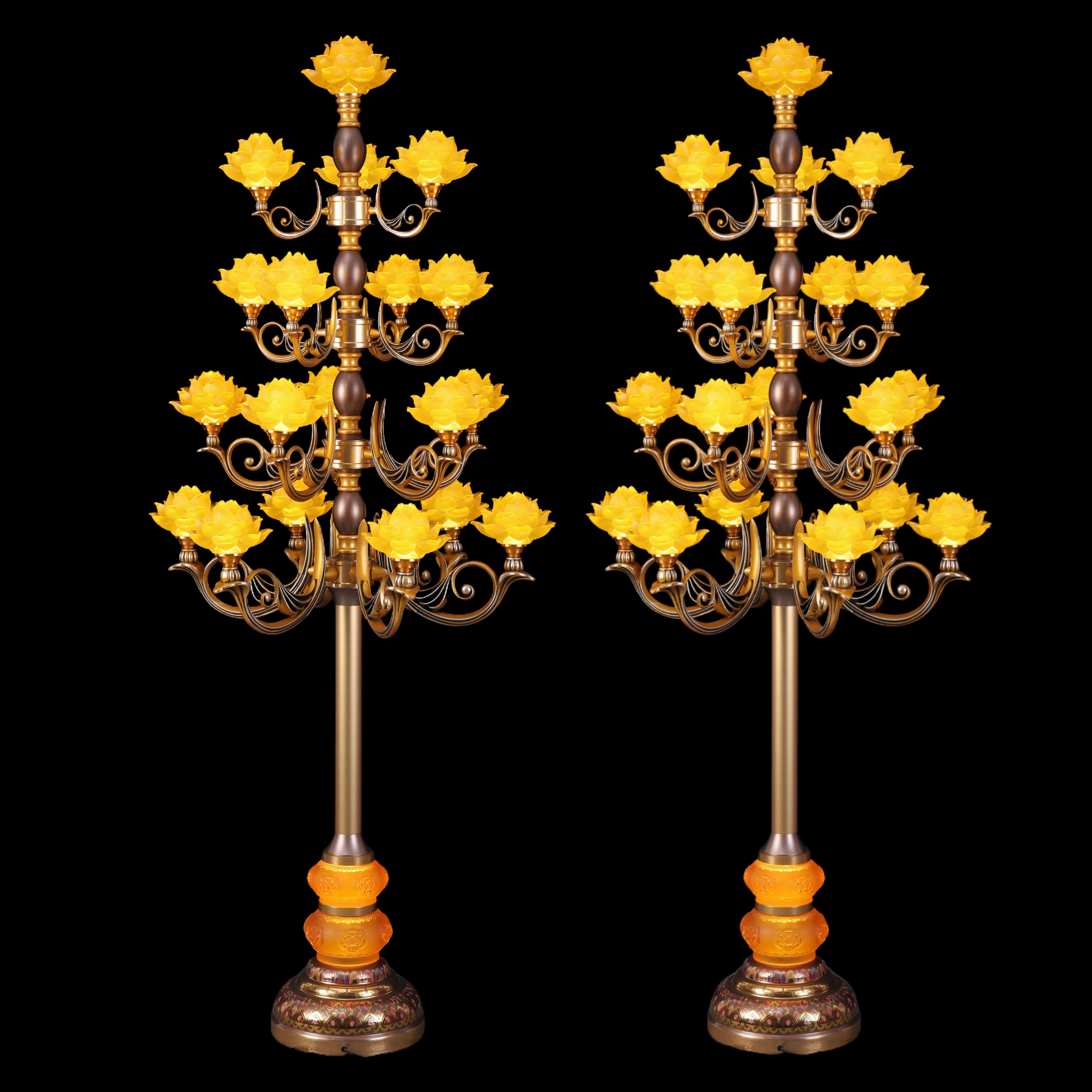 特大号灯琉璃莲花灯led仿琉璃莲花灯佛堂长明灯合金插电莲花大灯
