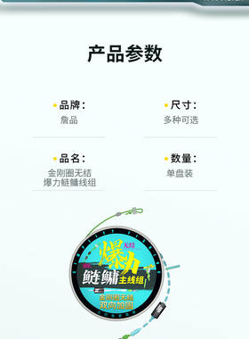 詹品二代无结鲢鳙线组主线金刚圈钓鱼大头鲢耐磨拉力强无损原丝