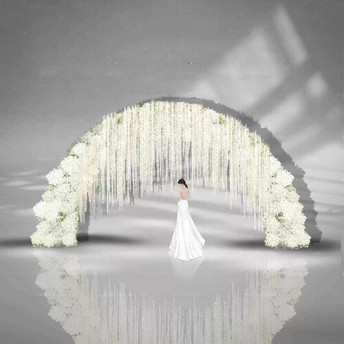HIKIF216-自然韩系婚礼效果图暮光之城白色花艺拱门素材设计文件
