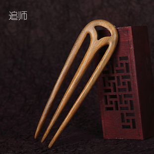 儿童古风发饰简约黑檀红檀绿檀檀木三叉钗盘发发梳汉服簪子高级感