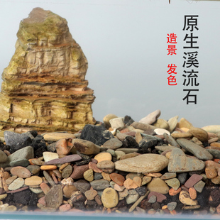 天然原生溪流沙溪流石鱼缸造景装饰古法养鱼乌龟多彩石头子底砂石