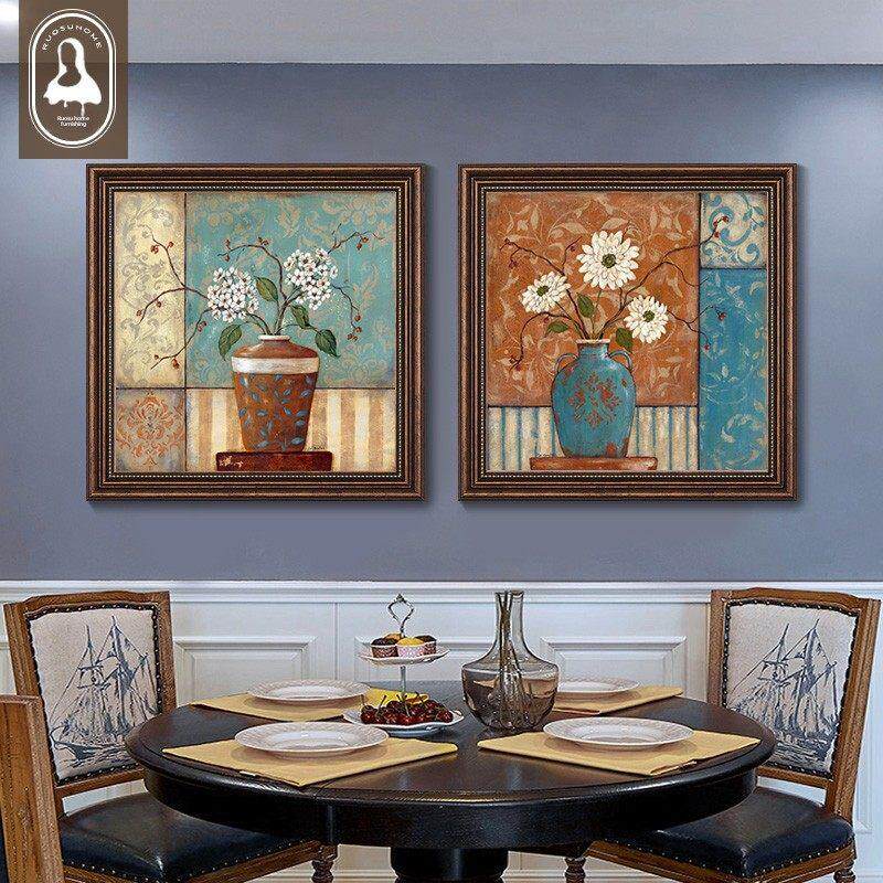 美式餐厅装饰画饭厅小组合挂画田园乡村风壁画酒店墙面饭店创意