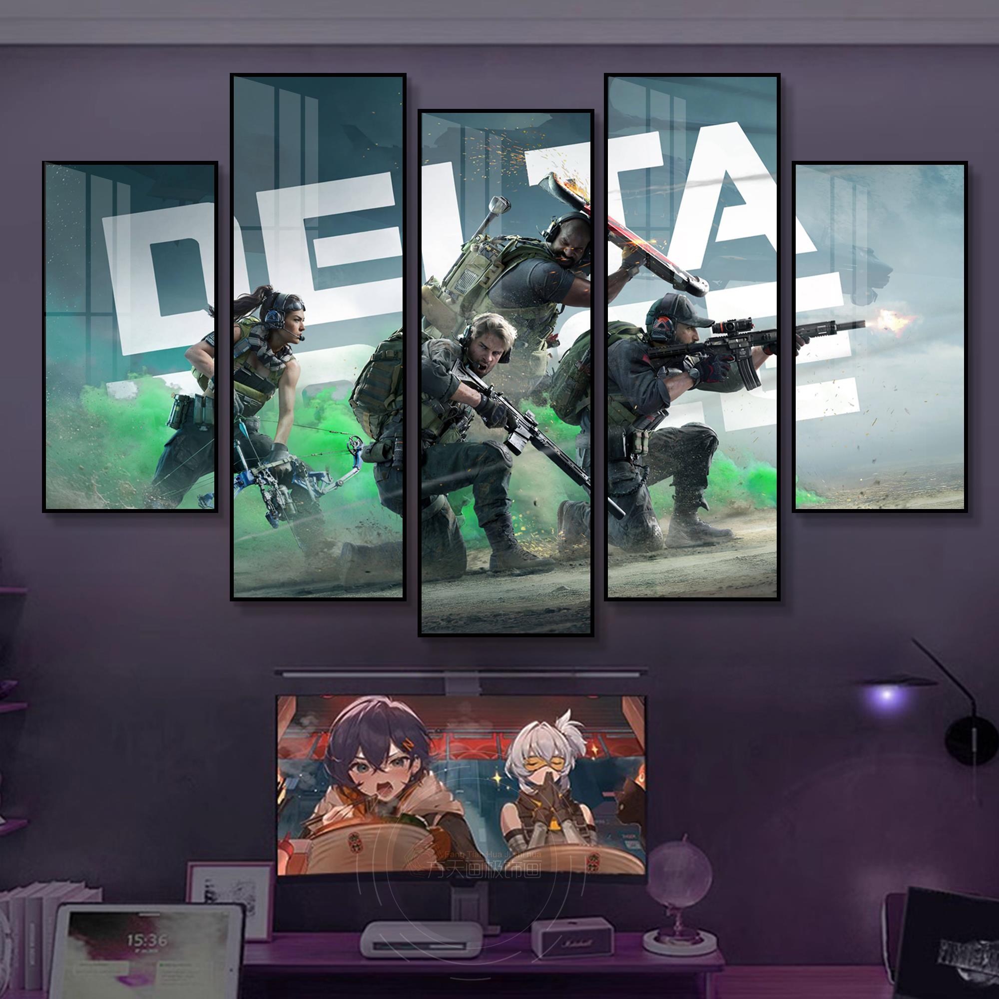 三角洲行动挂画画电竞酒店房间男生卧室装饰画画网咖网咖射击游戏