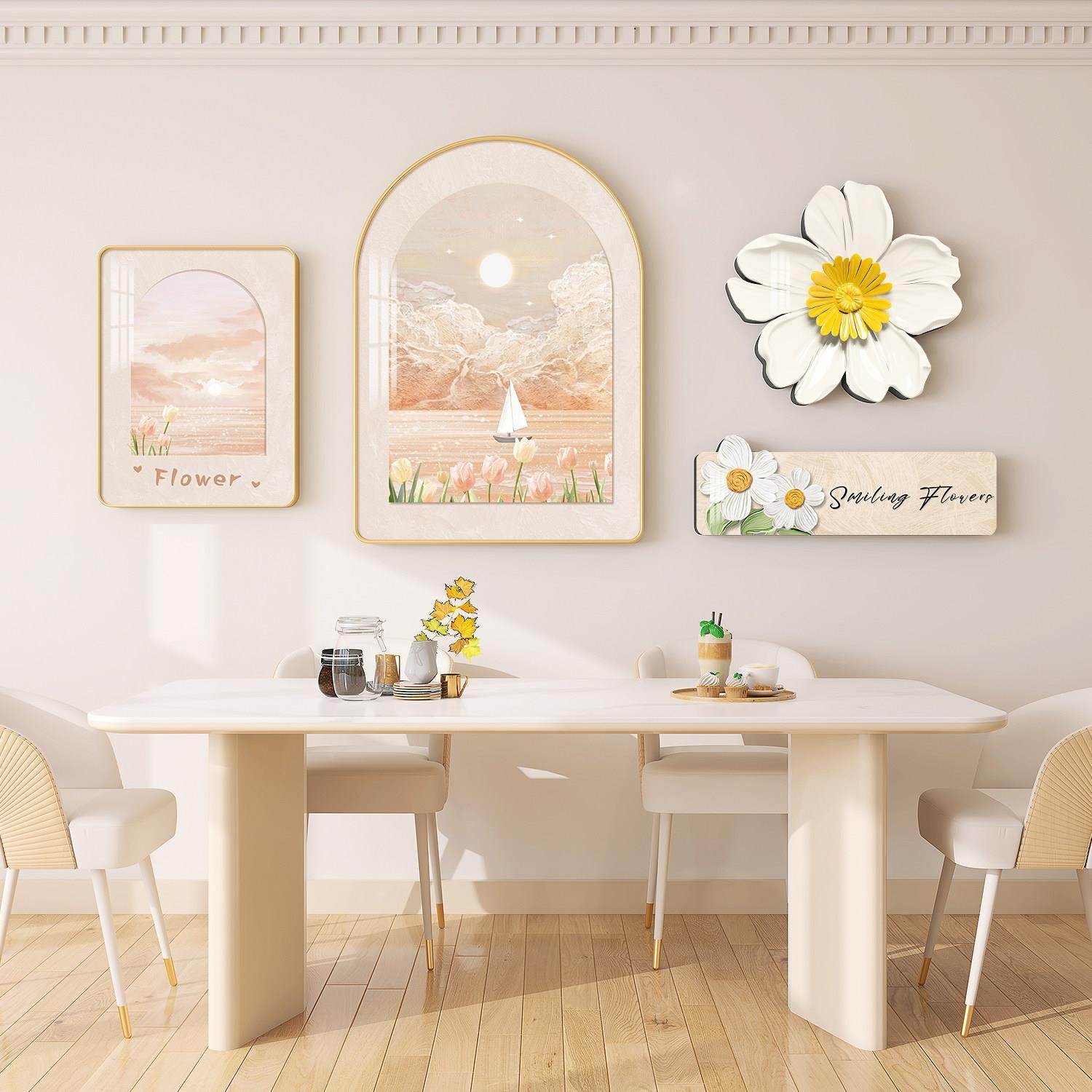 轻奢创意餐厅装饰画客厅奶油风饭桌挂画厨房墙面背景壁画新款高级