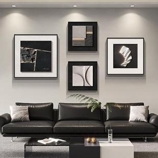 意式轻奢客厅装饰画几何抽象沙发背景墙挂画组合画现代高级感壁画