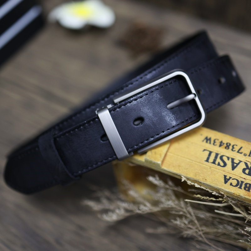 手工头层牛皮皮带 复古植鞣纯牛皮针扣男士工装裤做旧真皮裤腰带