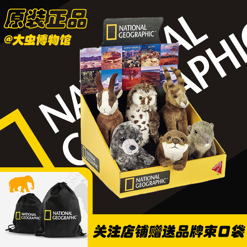 国家地理毛绒玩具欧洲系列岩羚羊水懒猫头鹰灰海豹公仔布娃娃礼物