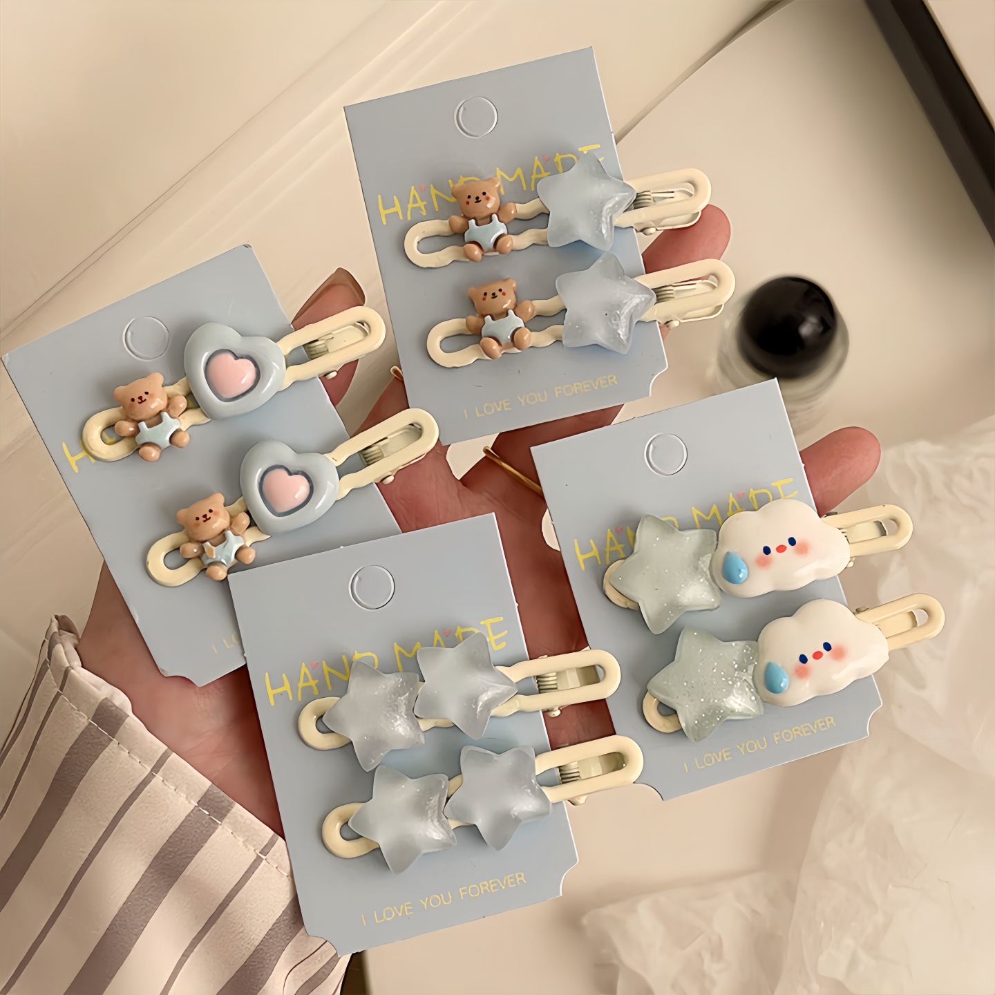 新款可爱云朵发夹女星星多巴胺