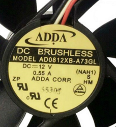台湾 ADDA 8025 12V 0.55A 3线 AD0812XB-A73GL 大风量 机箱风扇