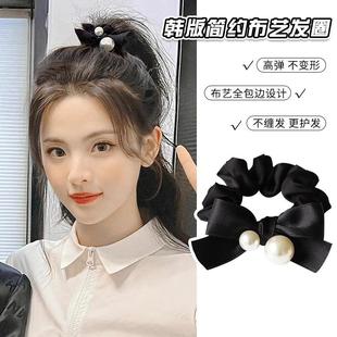 蝴蝶结珍珠大肠发圈女2026新款高端小香风猪肠头绳扎高马尾头花