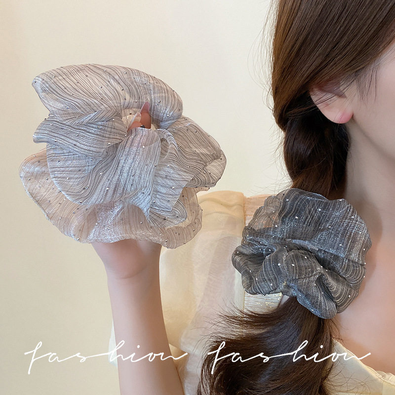 云朵泡泡纱满天星烫钻大肠发圈女高级感扎头发绳大号马尾头绳发饰,饰品/流行首饰/时尚饰品新,发饰,淘宝优惠券,粉丝福利购,淘宝优惠卷