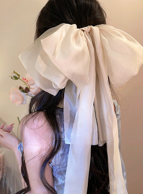 巨仙大号飘带蝴蝶结发夹女2026新款高级感马尾夹后脑勺弹簧夹头饰