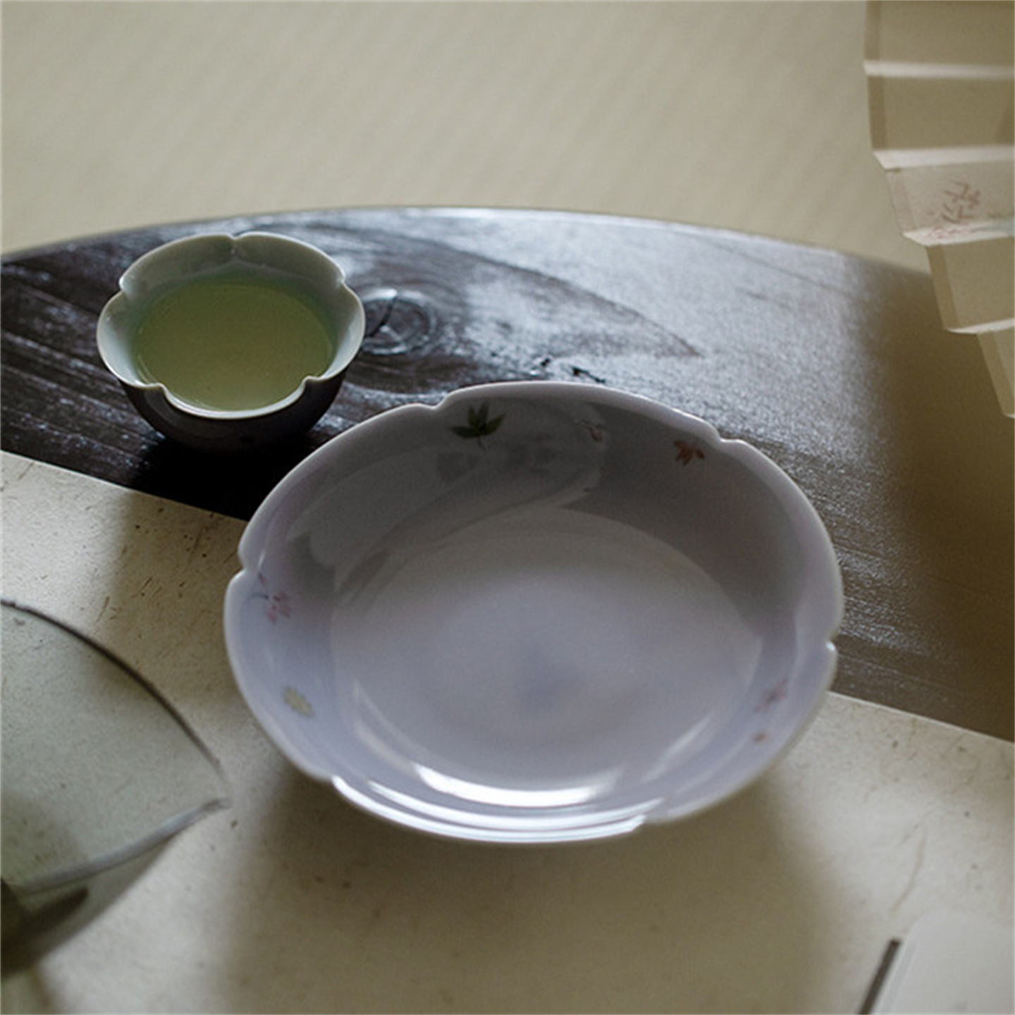 尚品阁丨木槿紫手绘花口壶承中式家用小茶台干泡茶盘功夫茶道配件