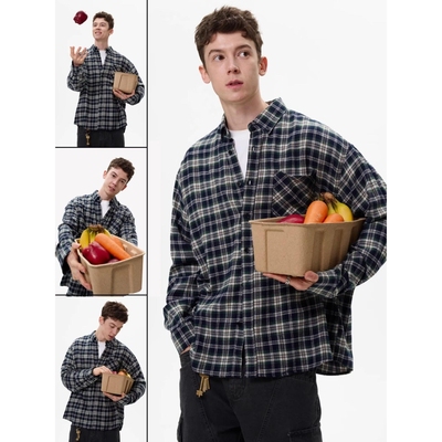 WAYNEPRINCE经典百搭款美式复古红蓝格子衬衫男宽松衬衣外套男女