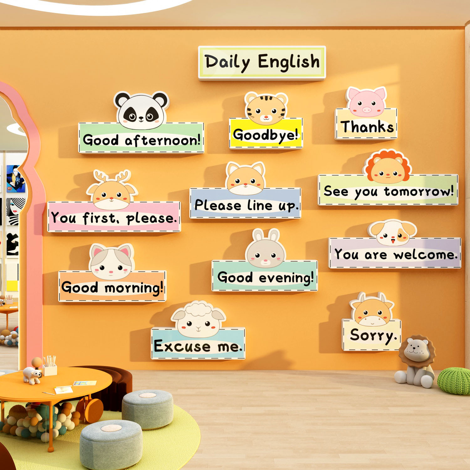 英语角教室布置装饰托管班级文化培训机构墙面贴纸工作环创幼儿园