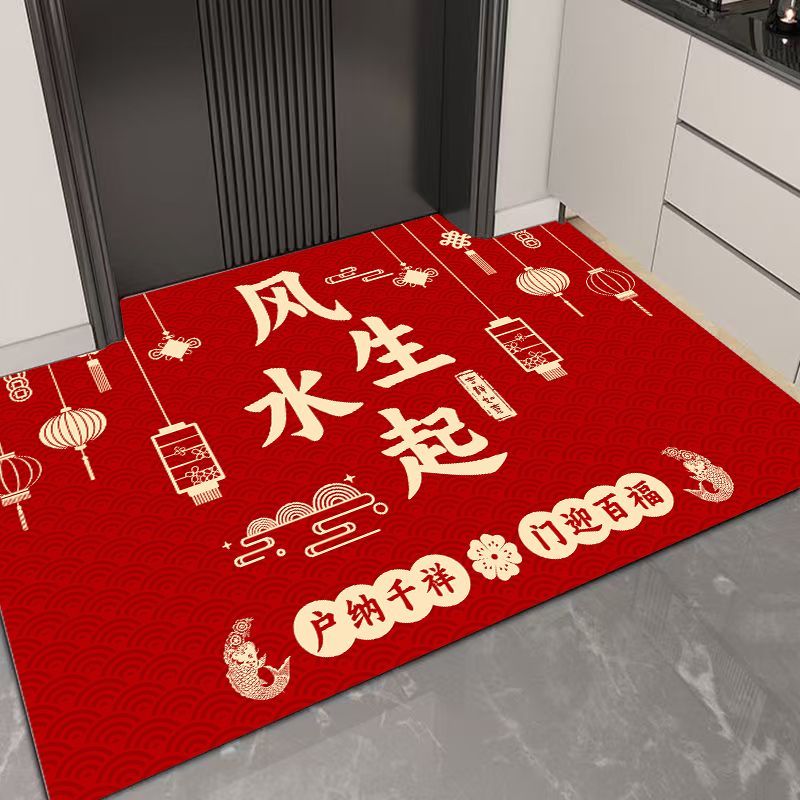硅藻泥红色喜庆门口地垫入