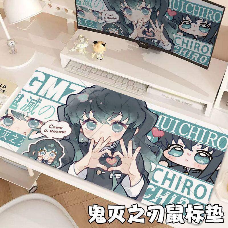 时透无一郎桌垫q版鼠标垫超大号鬼灭之刃桌垫宿舍游戏电竞护腕垫