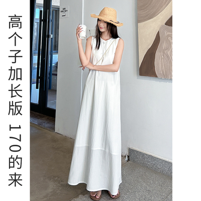 白色无袖连衣裙女高级感