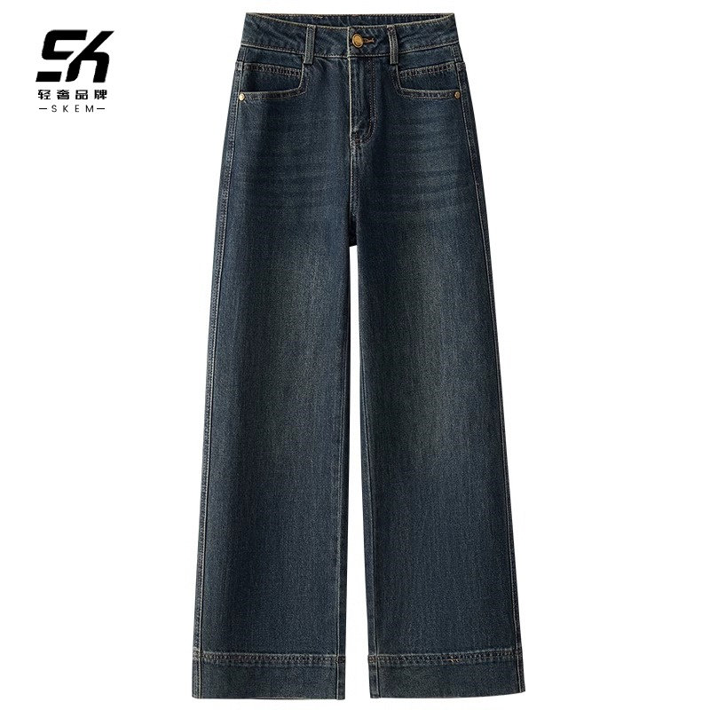 复古阔腿牛仔裤女2025新款高腰宽松秋冬垂感小个子窄版时尚直筒裤,女装/女士精品,牛仔裤,淘宝优惠券,粉丝福利购,淘宝优惠卷