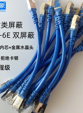 超六类双屏蔽cat6e SFTP成品网线工程机制跳线无氧纯铜抗干扰屏蔽