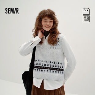 【商场同款】森马衬衫女冬费尔岛短背心磨毛2025新款101725105003