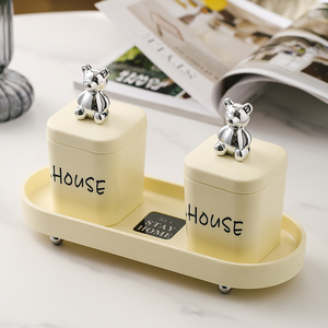 牙签筒高颜值奶油风创意家用高级感轻奢北欧棉签牙线桌面收纳盒罐