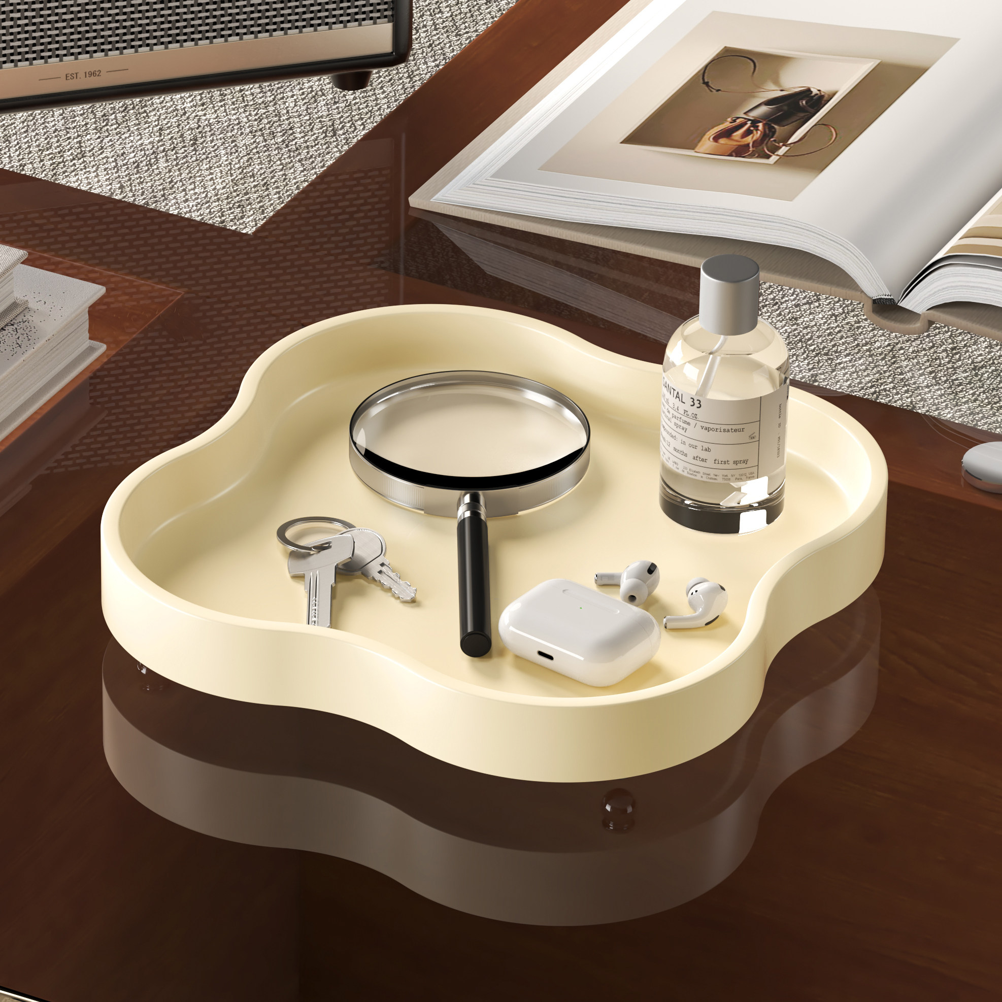 中古风桌面收纳盒家用客厅茶几玄关钥匙手表装饰品香薰香水托盘