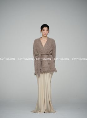 CASTING无隅｜YANGKEHAN 25AW 驼灰色晴山驼绒阔身腰带慵懒短外套