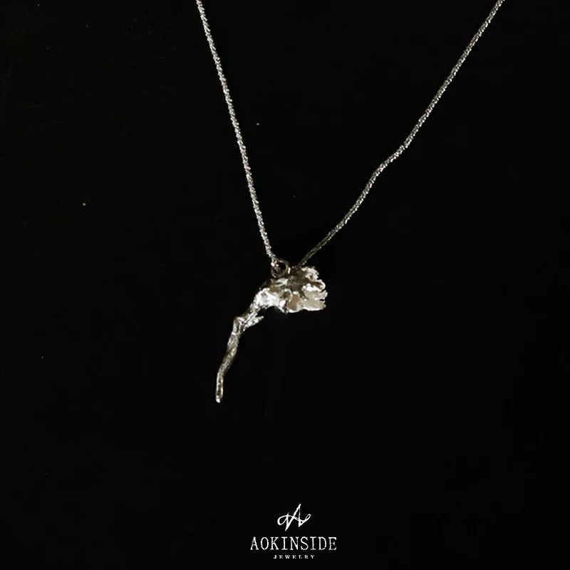 CASTING无隅｜AOKINSIDE 凛空花玫瑰项链S925纯银清冷感锁骨链