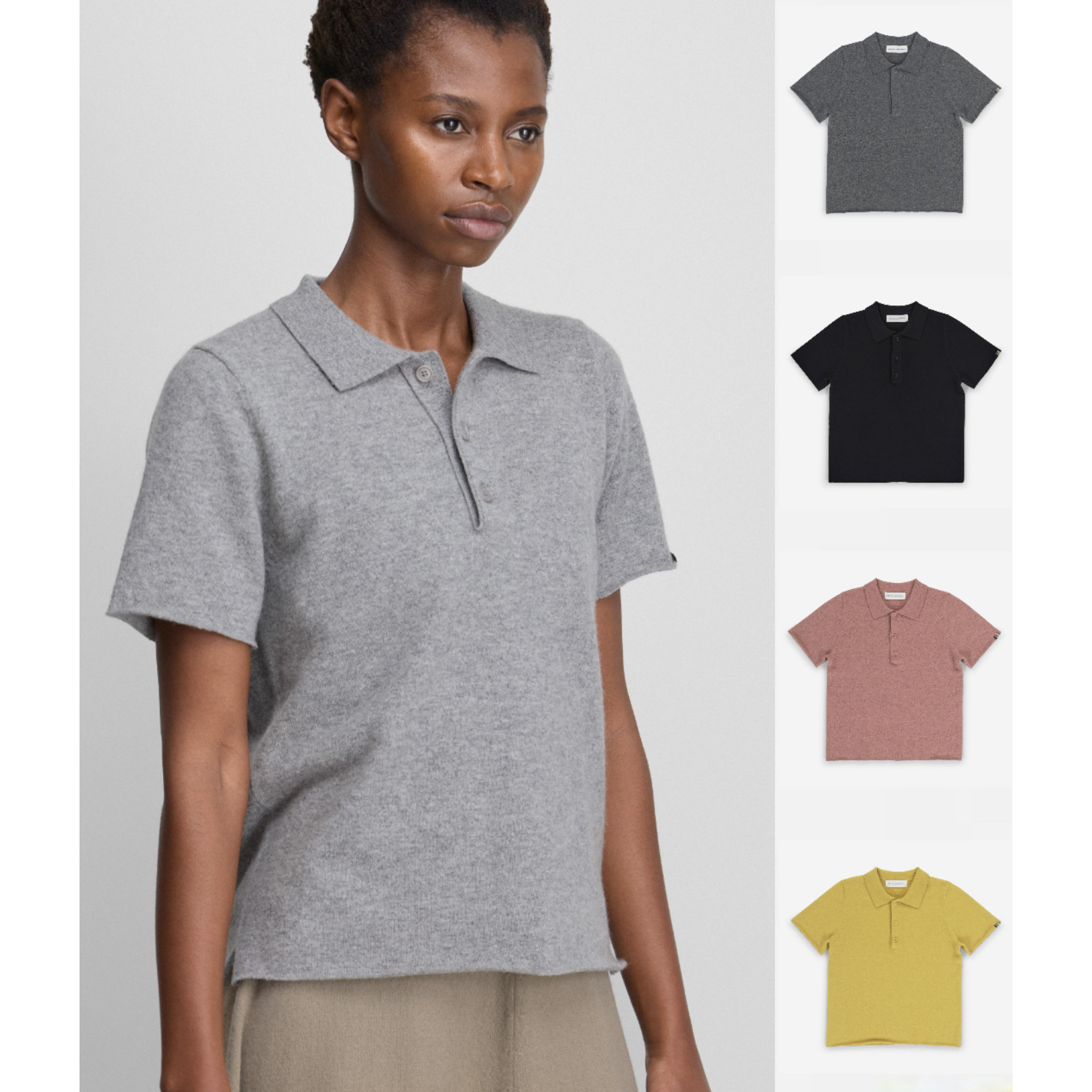 Extreme Cashmere N°198 多色羊绒Polo翻领卷边短袖上衣男女同款