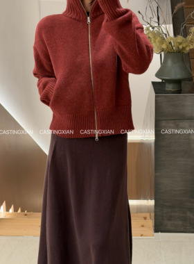 Extreme Cashmere N°438 Xtra fab 羊绒拉链高领双兜开衫外套