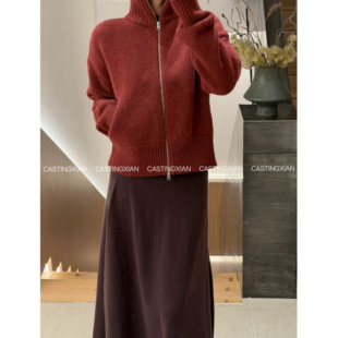 Extreme Cashmere N°438 Xtra fab 羊绒拉链高领双兜开衫外套