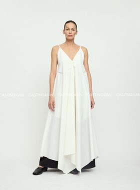 CASTING无隅｜RUOHAN 25秋冬 白色丝绵吊带切割连衣裙