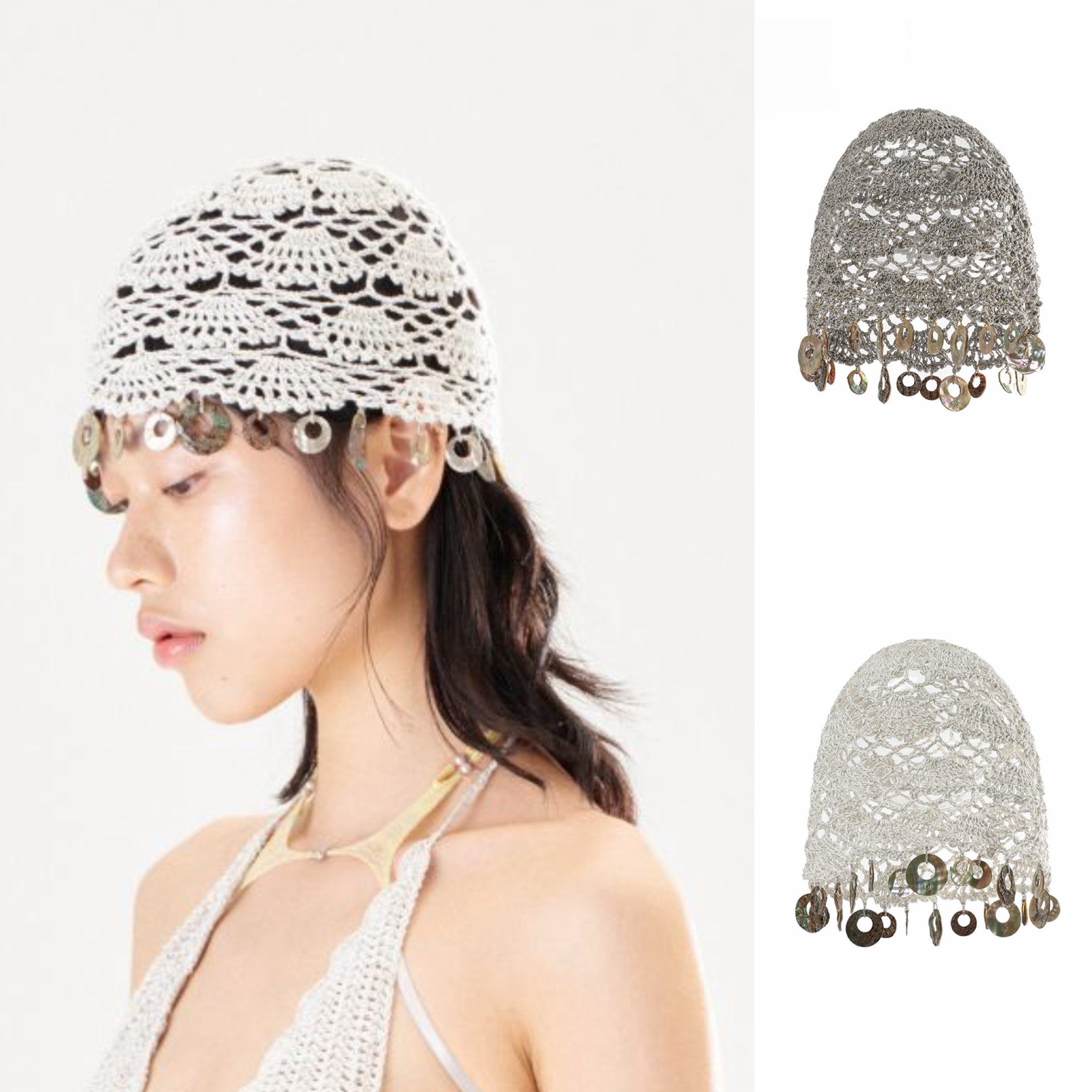 CASTING无隅｜RUIbuilt 26春夏 针织手钩镂空贝壳装饰帽