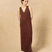 CASTING无隅｜CORTANA 红棕色针织系带裹身裙连衣裙