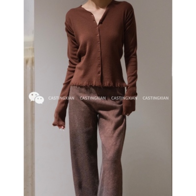 CORTANA 24秋冬 OJALA KNITWEAR CARDIGAN 暗红色羊毛开衫