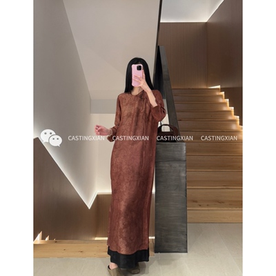 UMA WANG 25春夏 AGINA DRESS 提花暗纹旗袍中袖系带新中式连衣裙