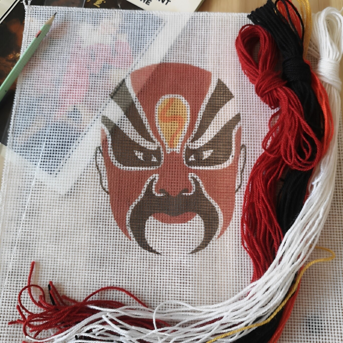 绒绣套件10Ct上海绒绣山东羊毛绣初学DIY材料包文创简易京剧脸谱