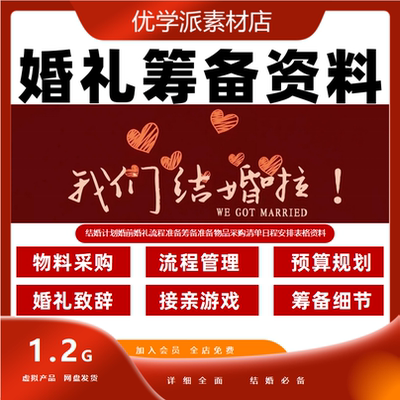 婚礼流程筹备结婚计划婚前准备物品采购清单日程安排表格资料