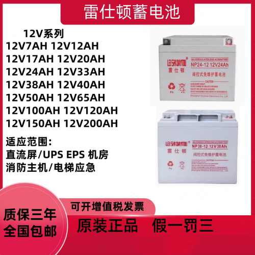雷仕顿蓄电池NP12V17AH24AH38AH40AH65AH100AH直流屏UPS消防EPS