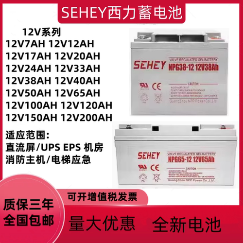 SEHEY西力蓄电池NPG12V7A17A24AH38AH40AH65AH100AH直流屏UPS EPS