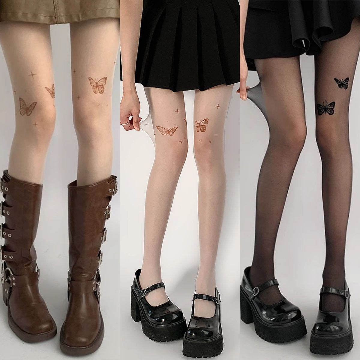 2024年新款丝袜纯欲防勾丝袜女夏款打底蝴蝶印花肤色白丝高颜值