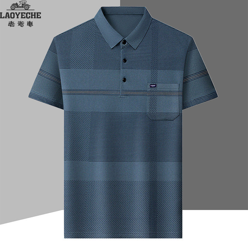 老爷车爸爸t恤男士短袖夏季中老年人男装有口袋polo衫上衣服夏装