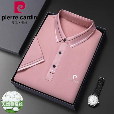 皮尔卡丹桑蚕丝翻领中年T恤