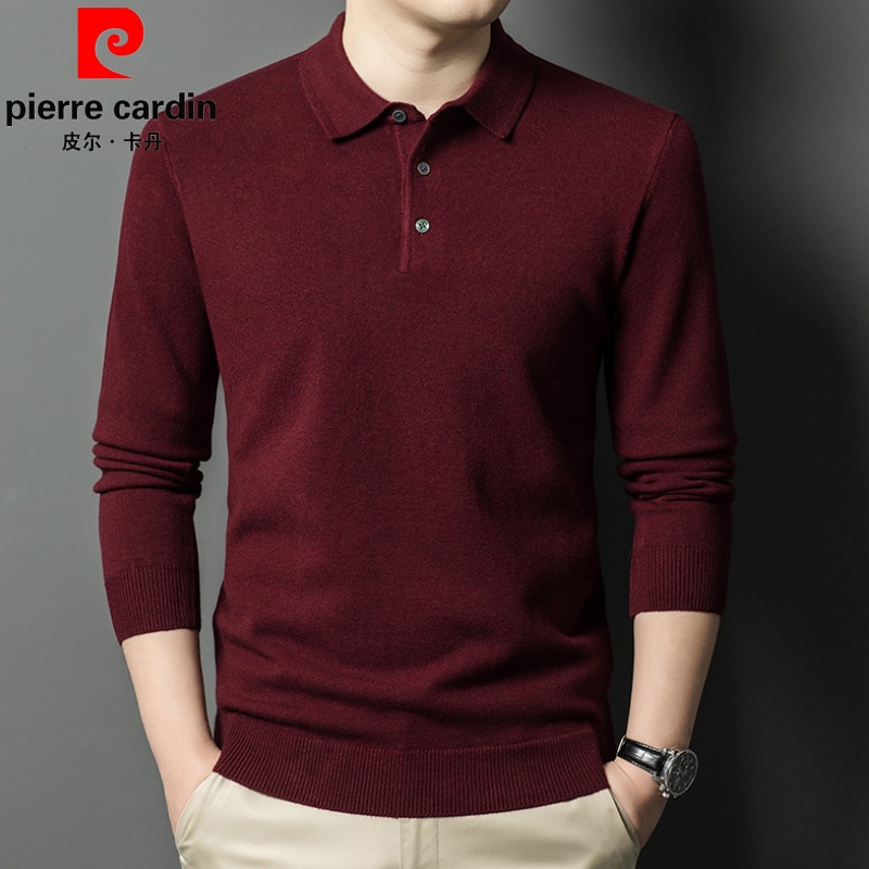 皮尔卡丹男士针织毛衣长袖T恤