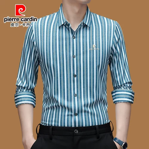 皮尔卡丹男士轻奢商务条纹衬衫